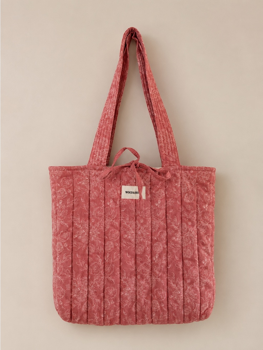 Woven Quilted Rose Pink Tote Bag